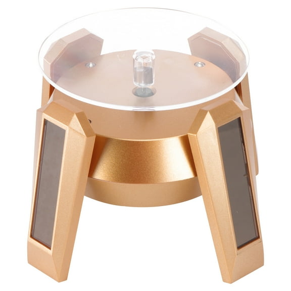 CATIEBYE Electric Rotating Display Stand with LED Light, Golden Showcase Turntable for Collectibles and Products, 1 Pc