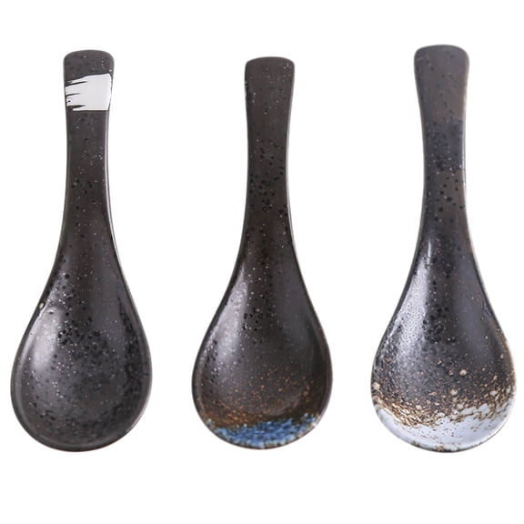 Tineasur 3-Piece Ceramic Spoon Set with Ergonomic Handles, and Multifunctional Tableware for Kitchen and Home Use