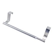 NUOLUX Stainless Steel Towel Rack Single Pole Towel Shelf Door Back Telescopic Rod Hanging Rack Cabinet Storage Rack Multi-purpose Hanger Silver