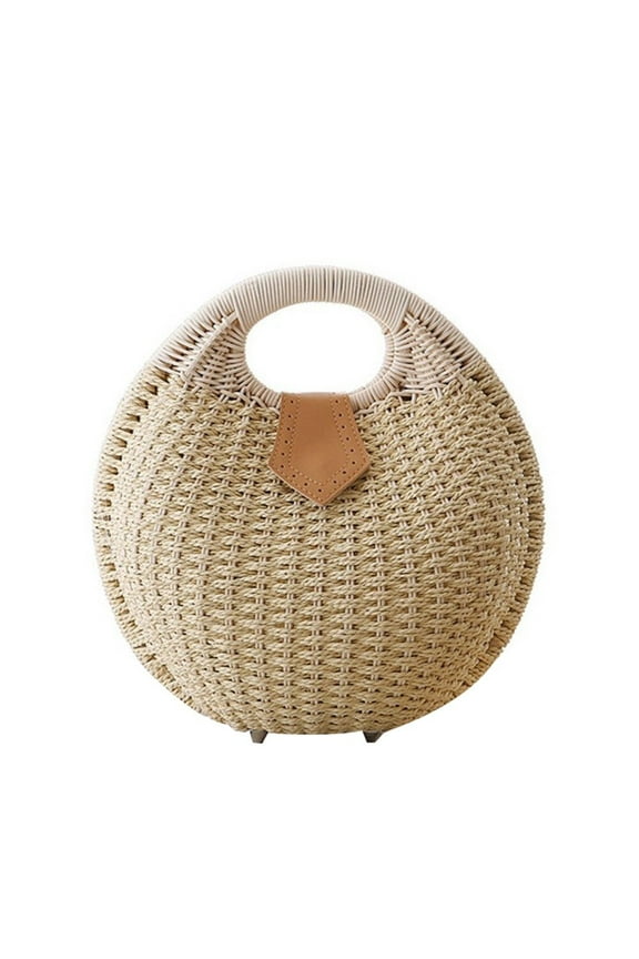 Straw Bag Handbag Rattan Shell Tote Woven Purses Beach Round Handbags Bags Purse Handmade Wicker S Shape Basket