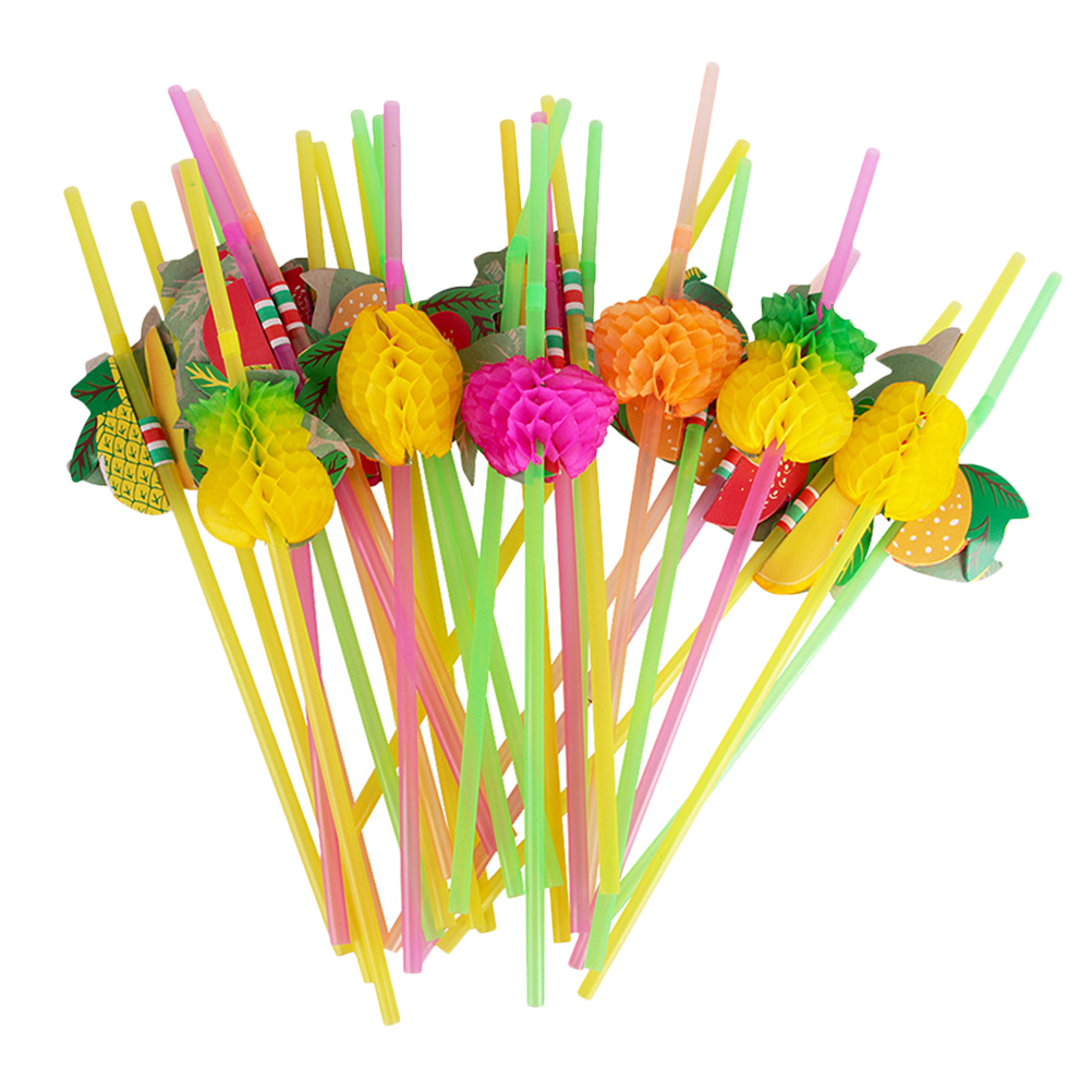 NUOLUX Straw Straws Party Fruit Drink Tropical Shake Beverage Smoothie Hawaiiansupplies Tea Water Bottleluau Sipping Reusable