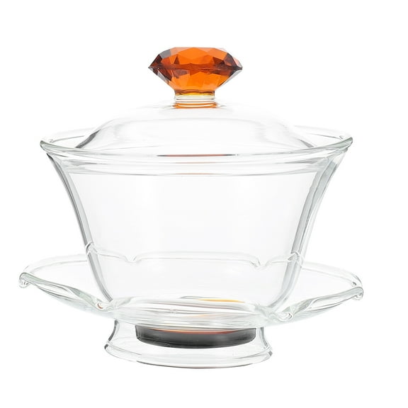 CATIEBYE Glass Tureen Teacup Coffee Color Heat-Resistant for Home Use 1Set