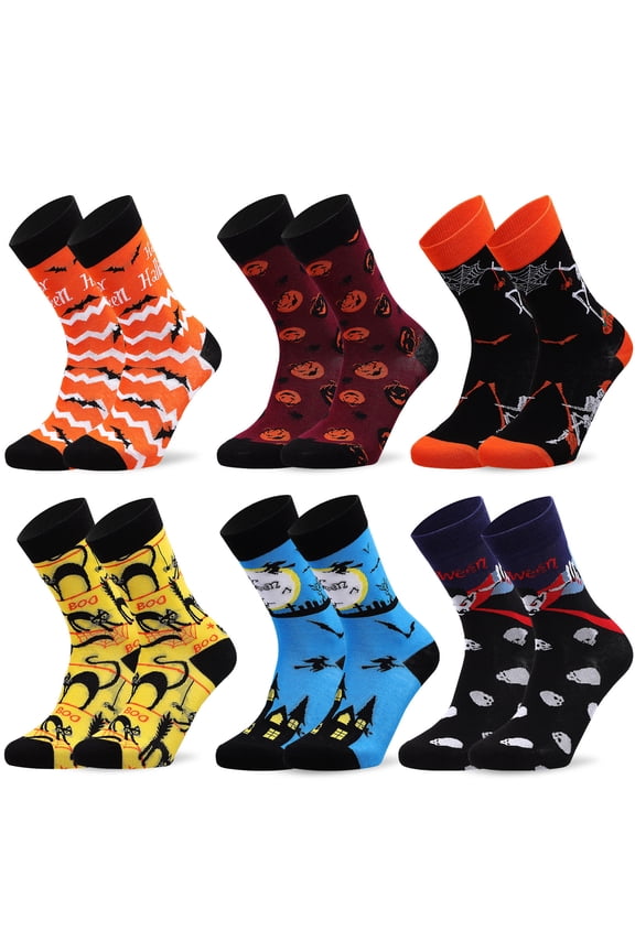Comfortable Cotton Socks Horror Elements Unisex Adult Stylish and Fun 6Pairs