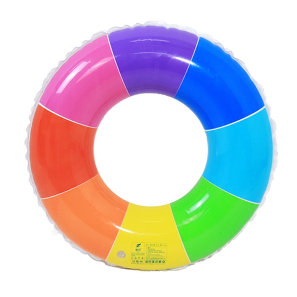NUOLUX Thicken Plastic Rainbow Design Inflatable Swimming Ring Safety