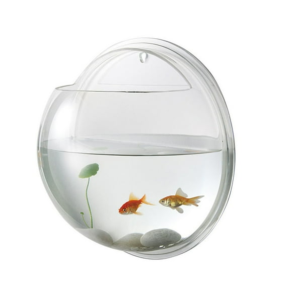 NUOLUX Transparent Creative Wall Mounted Acrylic Fish Bowl Hanging Aquarium Fish Tank Home Decor (15cm Diameter)