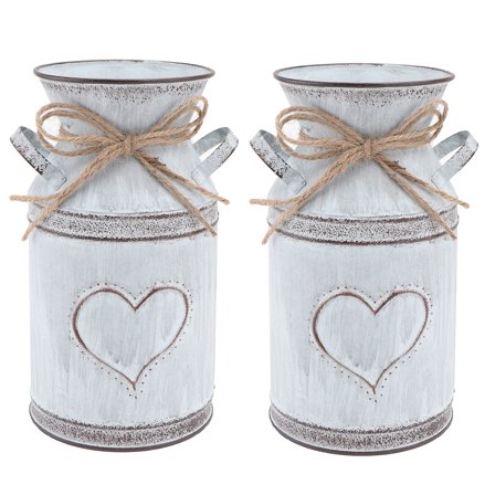 NUOLUX Vase Decor Vases Galvanized Flower Pot Flowers Plastic Jar Farmhouse Heart Jug Metal Can Rustic Tall