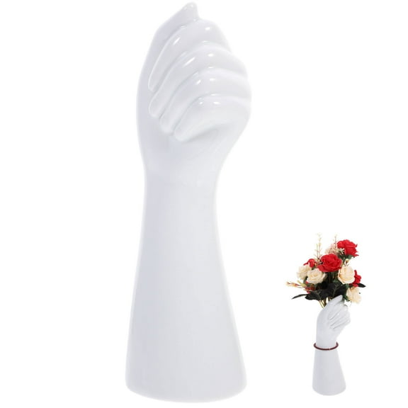 NUOLUX Vase Flower Ceramic Body Hand Decorativeshaped Human Arrangement Holder Unique Table Bud Arm Planter Makeup Hydroponics