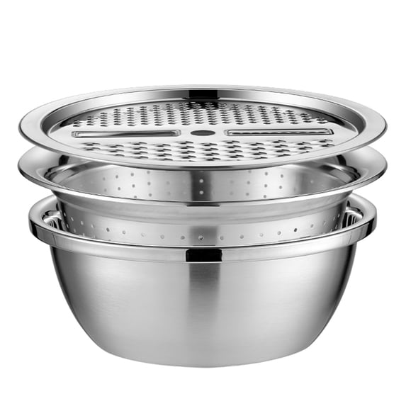 NUOLUX Vegetable Bowl Grater Slicer Colander Fruit Strainer Kitchen Cutter Basket Drain Washing Rice Basin Potato Dicer Set