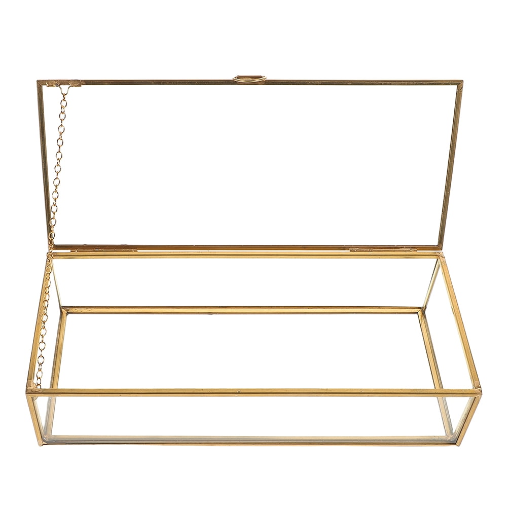 Rectangle Ring Box NUOLUX Vintage Case Display Box Glass Rectangle Lidded 14.6cm Jewelry ...