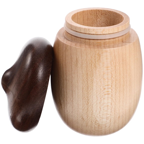 NUOLUX Wear-Resistant Toothpick Box 1Set Acorn Shape Cotton Bud Holder in Light Brown Wood for Home