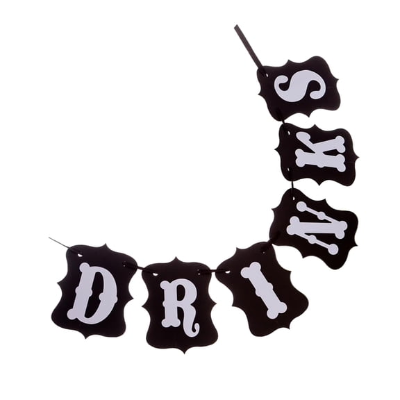 NUOLUX Drinks Banners Paper and Ribbon Hanging Decoration in Black for Wedding Celebrations