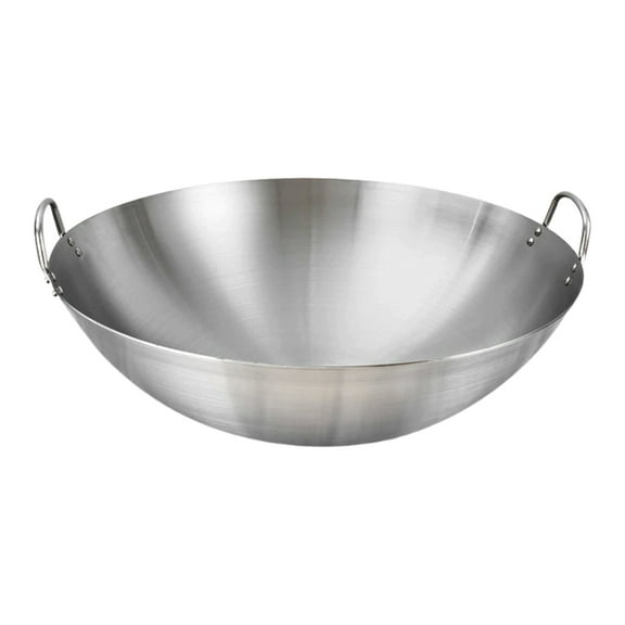 Tineasur Wok Frying Pan Stainless Steel Silver 1Pack