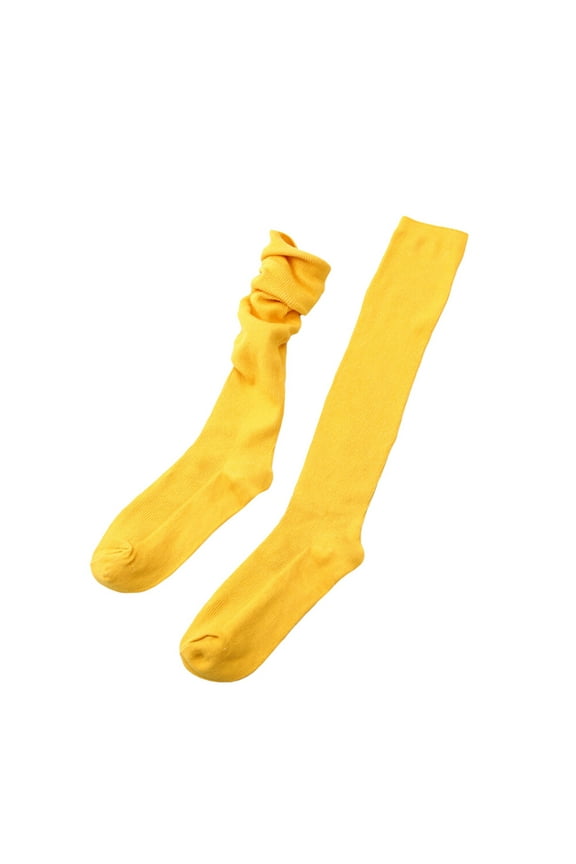 Yellow Cotton High Tube Knee Socks Soft Flexible for ce Party Vacation