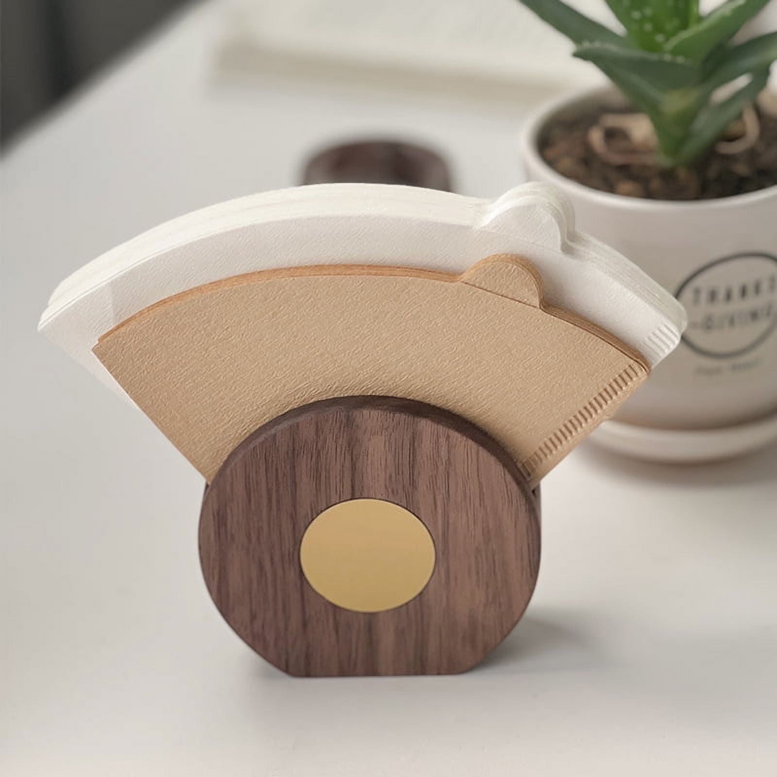 NUOLUX Wood Grain Coffee Filter Paper Holder Plastic Coffee Filter