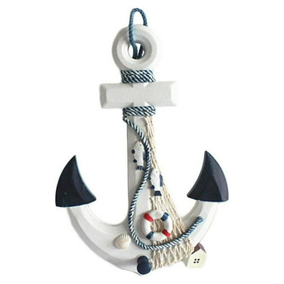 Tineasur White Wooden Anchor Mediterranean Decor Nautical Wall Hanging