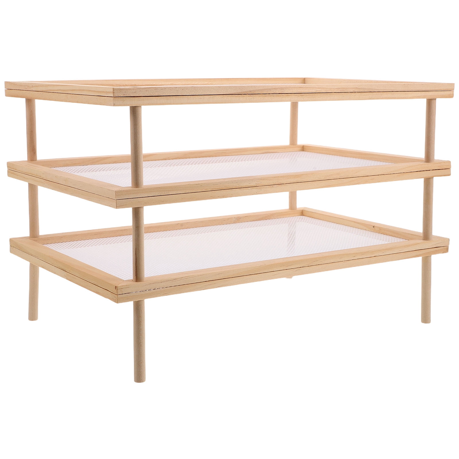 Pasta Drying Rack Large NUOLUX Stackable Wooden Pasta Drying Stand, Beige, Safe Rounded Edge ...