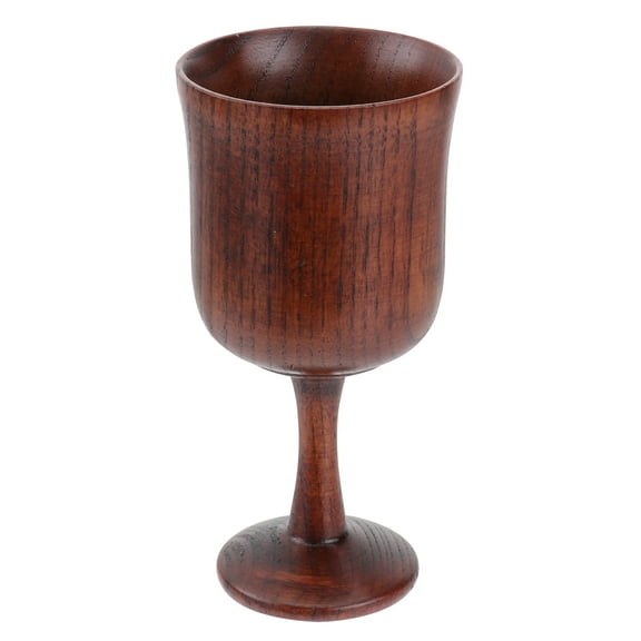Tineasur Wooden Goblet Classical Wooden High Cup Brown 1Pcs