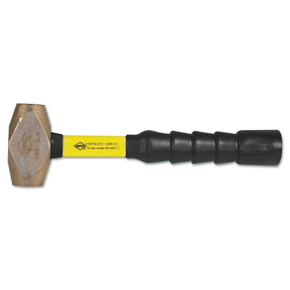 NUPLA Classic Brass-Head Construction Hammer, 4lb, 12in Fiberglass Handle -NPA30040