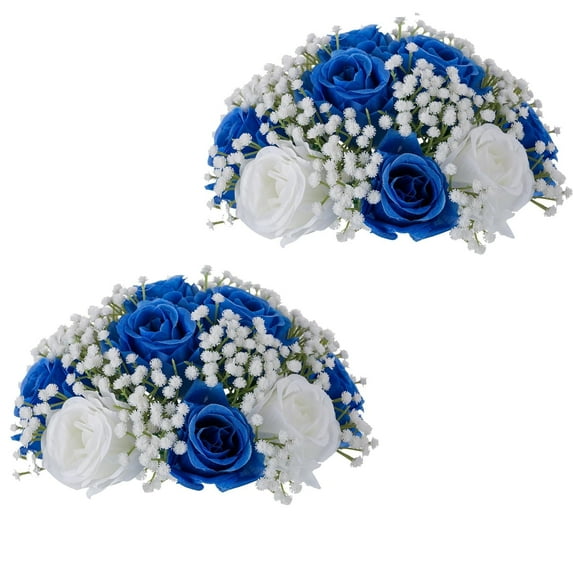 NUPTIO Blue Kiss Ball: 2 Pcs Royal Blue Flowers Floral arrangements for Wedding Center Table Decorations