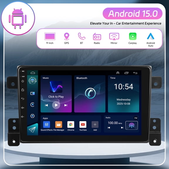 NURATI10.4" Single Din Radio Car Stereo with Wireless CarPlay & Android Auto, Rotatable Touch Screen, Bluetooth, 16-Band EQ Audio, Mirror Link, SWC, FM, USB, TF, Backup Camera