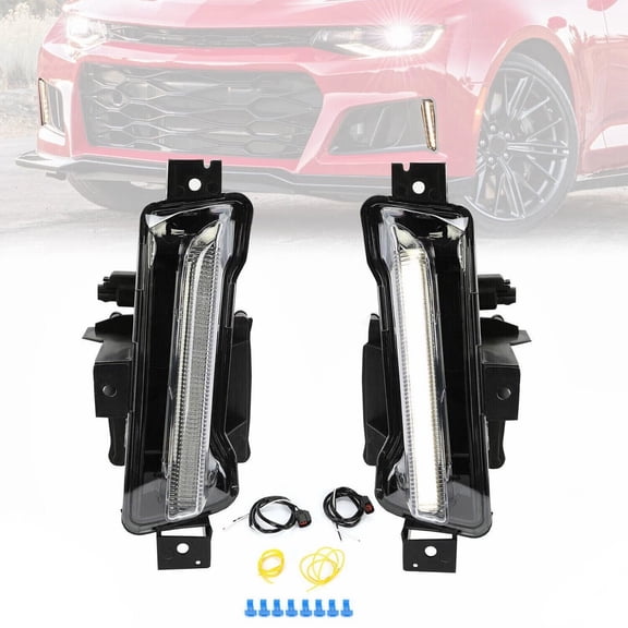 NURATIT 1 Pair DRL Fog Light Daytime Running Lamp Assembly for Chevy Camaro LS LT ZL1 Models 2016-2023 Complete Front Fog Light and DRL Kit
