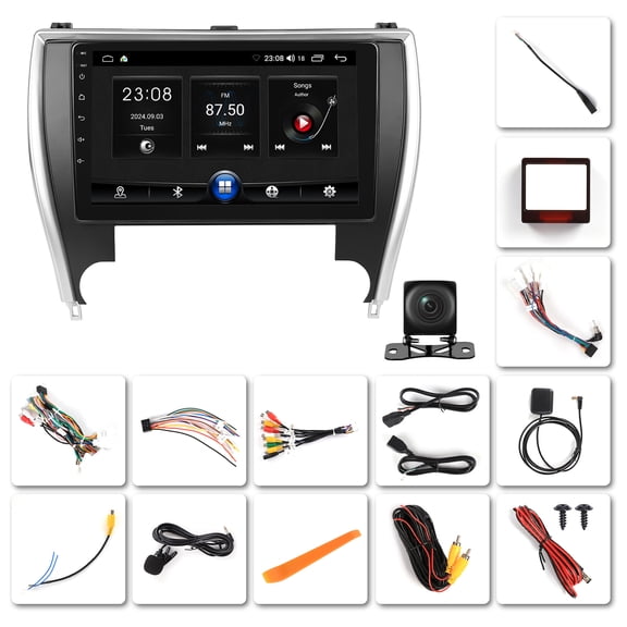 NURATIT 10.2 Inch Android 15 Car Stereo for Toyota Camry 2015-2017, Wireless CarPlay & Android Auto, Bluetooth 5.2, GPS, WiFi, Backup Camera, Split Screen