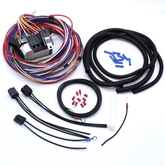 NURATIT 12 Volt 14 Circuit Universal Wiring Harness with Fuse Kit for Hot Rod Muscle Car and Street Rod Custom Electrical Wiring System