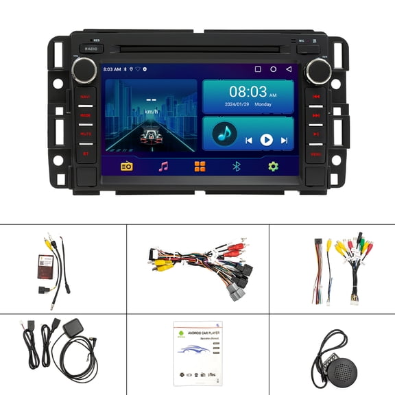NURATIT 2+64G Android 13 Double Din Car Stereo for Chevrolet/GMC/Buick 2007-2013 with  Wireless Carplay/Android Auto/GPS/Bluetooth/FM/AUX-in/Steering Wheel Controls/Backup Camera