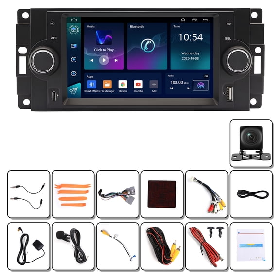 NURATIT 2+64G Android Car Stereo for Chrysler 300 300C 2004 2005 2006 2007 2008 2009 with 6..2 inch Touchscreen Support Apple Carplay/Android Auto/WiFi/GPS Navigation/Steering Wheel Control