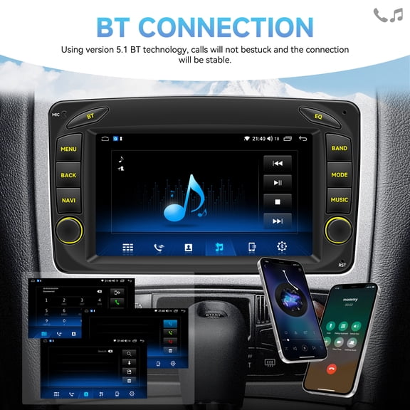 NURATIT Car Radio for Mercedes-Benz C Class  W209, 2G+64G Android 13 Touch Screen W203 Stereo, Carplay/Android Auto/Bluetooth/WiFi/SWC