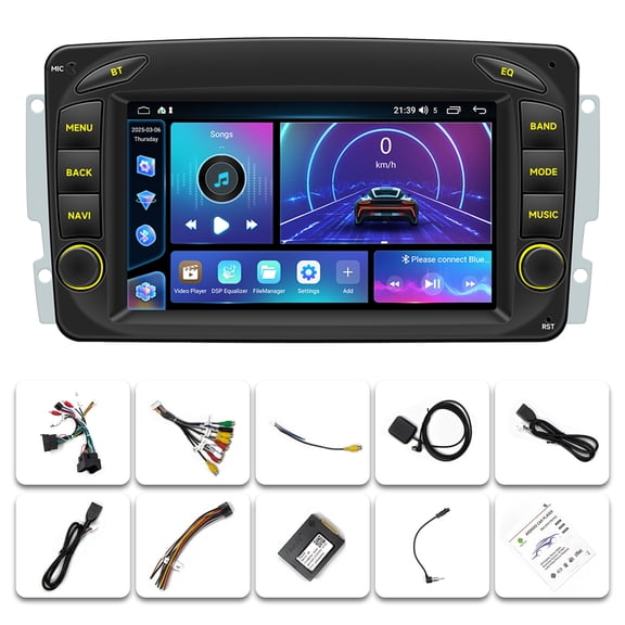 NURATIT Car Radio for Mercedes-Benz C Class W209, 2G+64G Android 13 Touch Screen W203 Stereo, Carplay/Android Auto/Bluetooth/WiFi/SWC