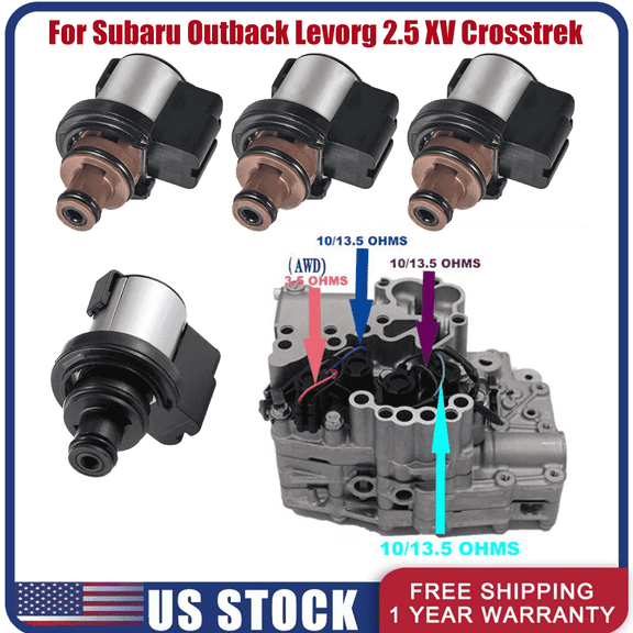 NURATIT 4PCS Torque Converter AWD Control & Lock-Up Solenoid for Subaru CVT TR580 TR690