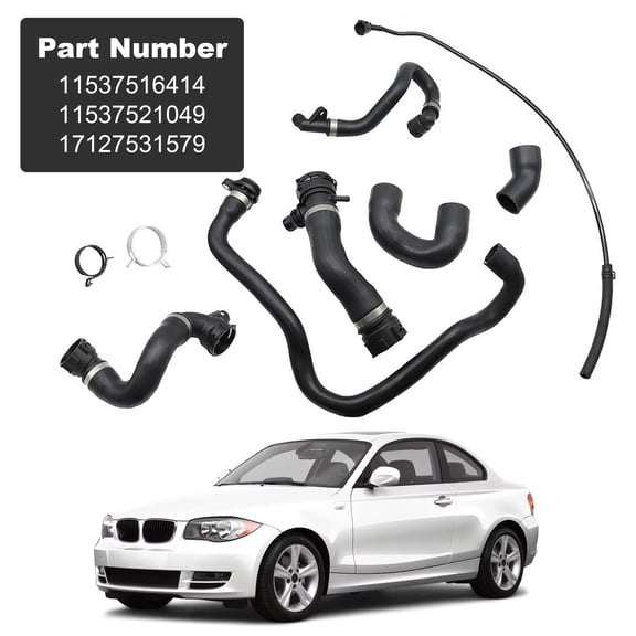 NURATIT 7 Piece Radiator Coolant Hose Pipe Kit for BMW E90 128i 328i N51 Engine Models 2007-2009 2011 Complete Cooling System Hose Set