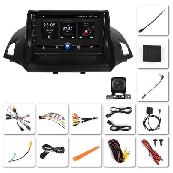 NURATIT Android 13 Car Radio for Ford Escape 2013-2019, 9" HD Touch Screen Stereo 2-Core +64GB with Carplay & Android Auto, GPS Navigation, WiFi, Bluetooth, DSP, SWC, Backup Camera