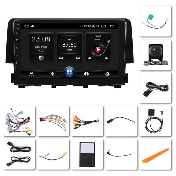 NURATIT Android 13 Car Stereo Radio for Honda Civic 2016 - 2020 with Wireless CarPlay Android Auto Mirror Link 2G+64G with Bluetooth FM GPS Navigation WiFi Hifi