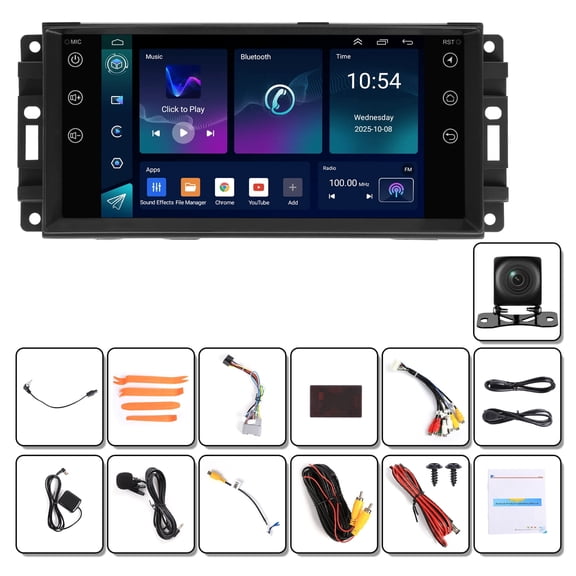 NURATIT Android 15 Double Din Car Stereo Radio for Jeep Grand Cherokee 2005-2011,7" Touchscreen Car Radio w/Carplay Android Auto GPS WiFi Bluetooth RDS DSP SWC Mic Backup Camera