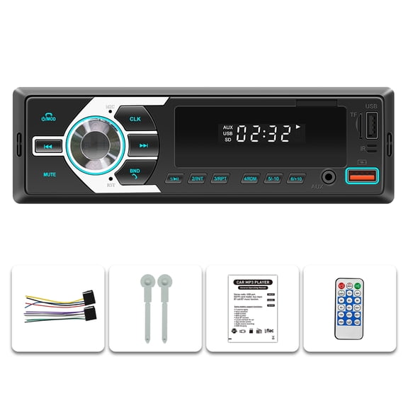 NURATIT Bluetooth Car Stereo Audio In-Dash FM Aux Input Receiver USB MP3 Radio Player SD D3104
