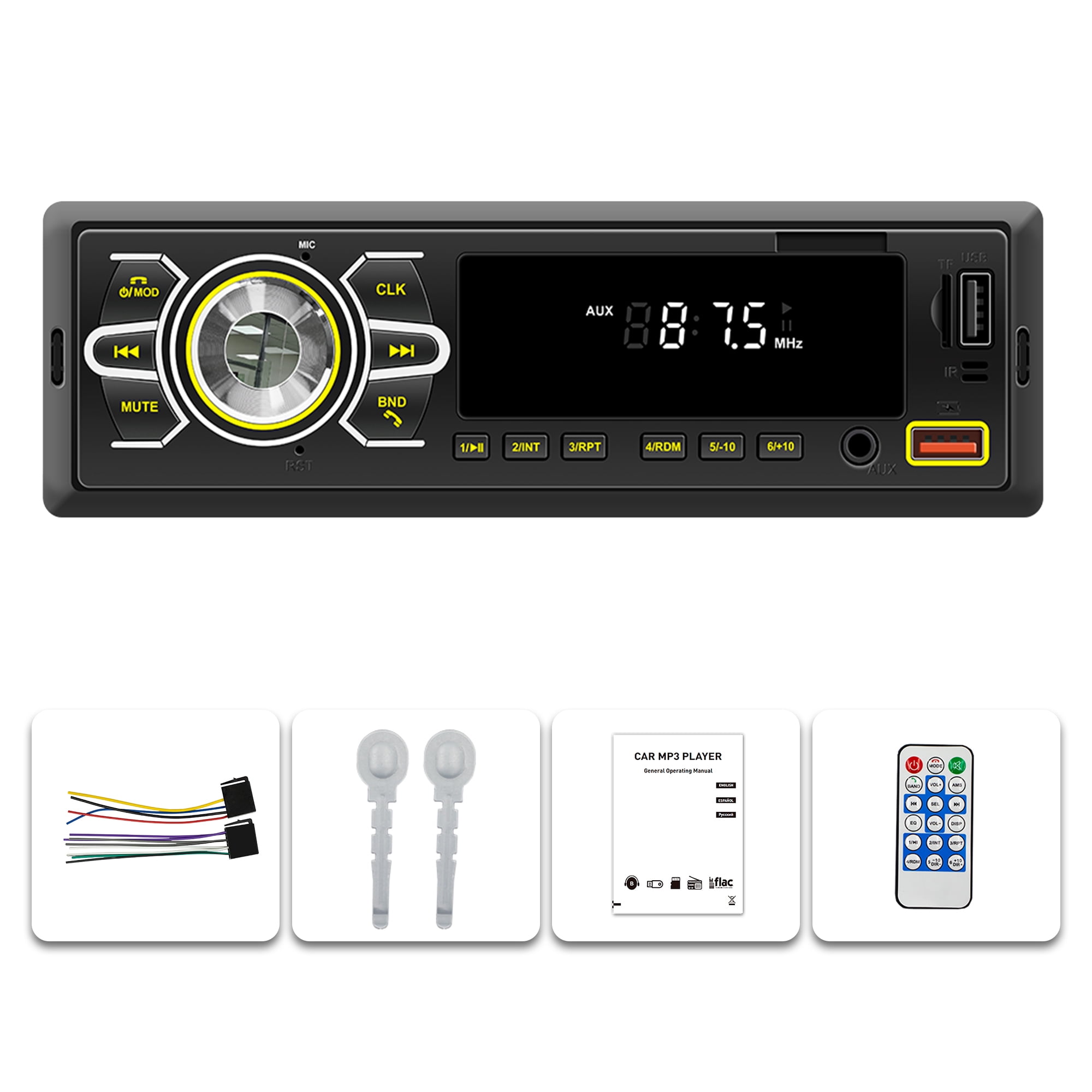 NURATIT Single DIN Bluetooth Car Stereo Audio, In-Dash FM/MP3/Aux/USB/Satellite Radio Player with SD Card D3111