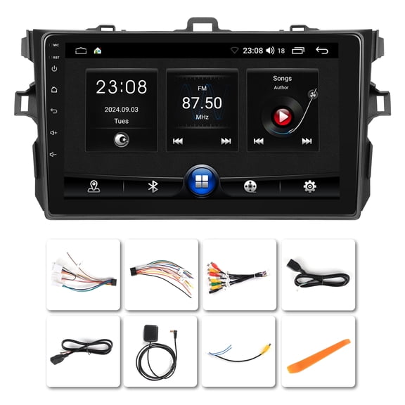 NURATIT Car Radio for Toyota Corolla 2009 - 2013, 9-inch Touchscreen Android 13 Carplay & Android Auto Stereo with Bluetooth, GPS, FM DPS in Dash Headunit Backup Camera