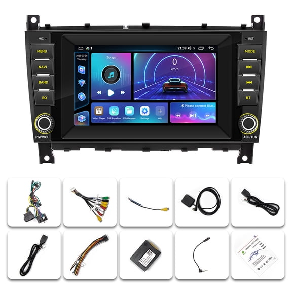 NURATIT Car Stereo Radio for Mercedes-Benz C-Class W203 C230 C280 C350 CLK350 2003-2009, 9" Android 15 Car Radio Stereo Screen Head Unit with Wireless CarPlay Android Auto