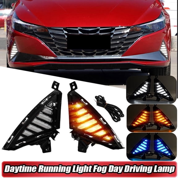 NURATIT Daytime Running Light Fog Lamp DRL with Turn Signal for Hyundai Elantra 2021-2023 Models Complete Front Lighting Assembly