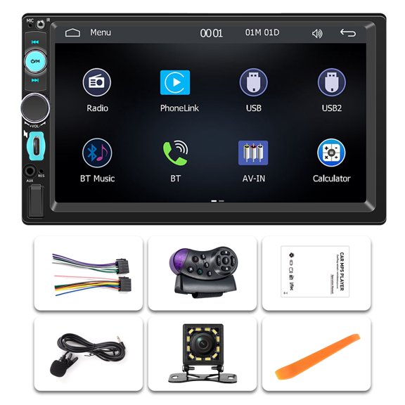 NURATIT Double Din 7" Touch Screen Stereo Bluetooth Radio Car Apple/Android Carplay GPS F7010C