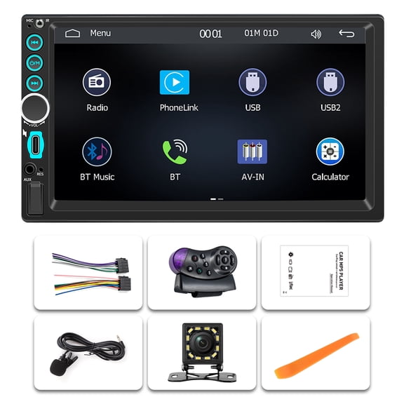 NURATIT Double Din 7" Touch Screen Stereo Bluetooth Radio Car Apple/Android Carplay GPS FS6