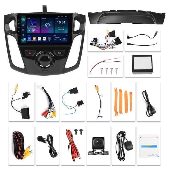 NURATIT Ford Focus Car Stereo Radio 2012-2018 with Carplay/Android Auto, 9 Inch IPS Touch Screen Replacement with GPS Navigation Bluetooth Mirror Link Backup Camera, 2G +64G