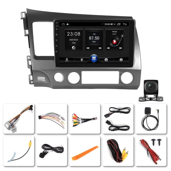 NURATIT for Honda Civic 2006-2011 Carplay Android Car Stereo Support Wireless Android Auto with WiFi GPS Navigation AHD Backup Camera FM RDS Radio Receiver EQ SWC 2G+64G