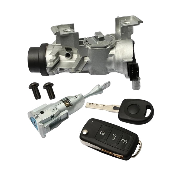 NURATIT Ignition Switch and Door Lock Cylinder Replacement for VW Jetta 2006-2018 Models with Remote Key Complete Lock and Ignition Set