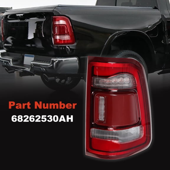 NURATIT LED Tail Lights Assembly Compatible For 2019-2023 Dodge RAM 1500 with Blind Spot Red Bezel Rear Brake Lights (Right Driver Side) Replace 68262530AH