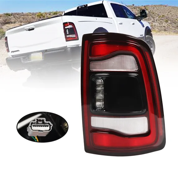 NURATIT LED Tail Lights Assembly Compatible For 2019-2024 Dodge Ram 2500 3500 with Blind Spot Black Bezel Rear Brake Lights (Right Driver Side) Replace 68361722AH