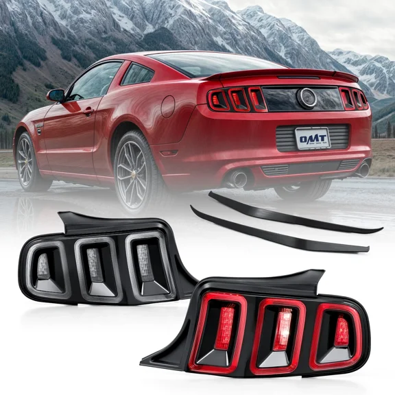 NURATIT Tail Lights, Full LED Sequential Brake Lamps Black Housing, for Ford Mustang 2010-2014, Left and Right Pair