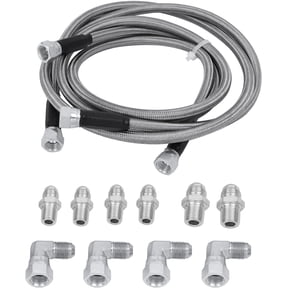 NURATIT 6AN 52” Transmission Cooler Hose Line Kit, Compatible with GM Chevy Ford GMC Buick Cadillac Cars and Trucks Replace#TH350 TH400 700R4 Stainless Steel Braided Lines